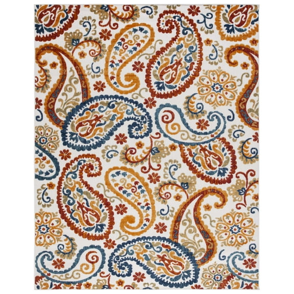 SAFAVIEH Cabana Allycia Paisley Indoor/Outdoor Area Rug, Cream/Navy, 10' x 14'