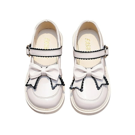 

Shldybc Girls Dress Shoes New British Style Little Girl Baby Black Soft Sole Primary School Bow Performance Shoes Girl s Leather Shoes on Clearance