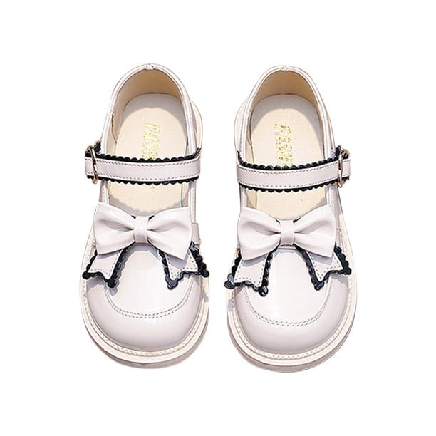 Puntoco Sandalias De Verano Para Bebés,Nuevo Estilo Británico Niña Bebé Negro Suela Blanda Estudiante De Primaria Zapatos De Rendimiento Con Lazo Blanco Roto 33