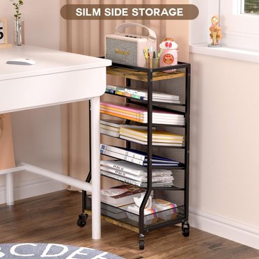 7-Tier Rolling File Cart - Mobile Storage Organizer With Wheels For Office & Classroom