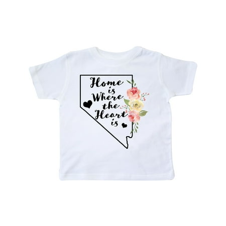 

Inktastic Nevada Home is Where the Heart is with Watercolor Floral Gift Toddler Boy or Toddler Girl T-Shirt