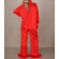 thumbnail image 4 of Tnhcen Women's 2 Piece Pajama Set Button Front Long Sleeve Satin Shirt Pants Lounge Homewear Set S-2XL, 4 of 8