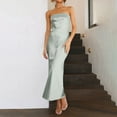 thumbnail image 7 of Aloohaidyvio Dresses for Women Womens Summer Strapless Satin Tube Bodycon Backless Wedding Guest Maxi Dress, 7 of 7