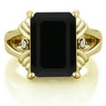 thumbnail image 2 of Gem Stone King 18K Yellow Gold Plated Silver Black Onyx and White Moissanite Engagement Ring for Women (6.63 Cttw, Gemstone December Birthstone, Emerald Cut 14X10MM, Size 7), 2 of 5