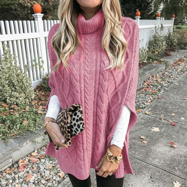 Suéter de cuello alto para mujer, moda informal, manga larga, estampado, cuello vuelto, sudadera con cremallera, blusa, suéter para mujer