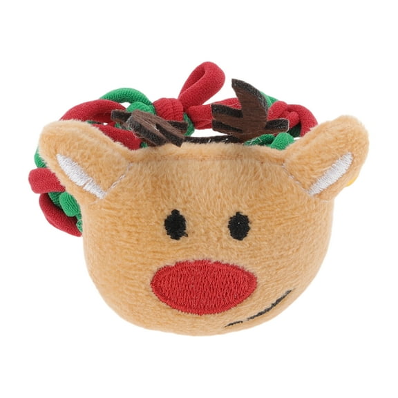 Unique Bargains 1 Pc Christmas  Hair Rope Elk Cartoon Bell Hair Scrunchies for Christmas Red Green Skin Color