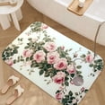 thumbnail image 3 of 1pc Pink Roses on Wall Absorbent Non-Slip Bathroom Thickened Flannel Rug Decor,Soft,Quick Drying,Suitable For Indoor/outdoor Use,Bathrooms,Bedrooms,Kitchens,Terrace,Laundry Rooms,16"x24", 3 of 9