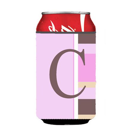 

Letter C Initial Monogram - Pink Stripes Can or Bottle Hugger