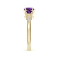 thumbnail image 3 of ANGARA Natural Three Stone Round Amethyst Ring with Diamond Accents in 14K Yellow Gold for Women (Size-6mm) | February Birthstone, Anniversary, Jewelry Gift for Women | Natural Amethyst Ring, 3 of 8