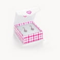 thumbnail image 5 of 925 Sterling Silver Clear & Pink CZ Heart Dangle Hoop Earrings for Little Girls, 5 of 5