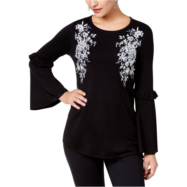 Alfani suéter bordado para mujer, negro, extragrande Alfani Pull-over