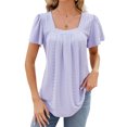 thumbnail image 2 of Womens Tops for Summer Ruffle Sleeve Tunic Blouse Pleated Flowy Dressy Casual Shirts Shermie, 2 of 6
