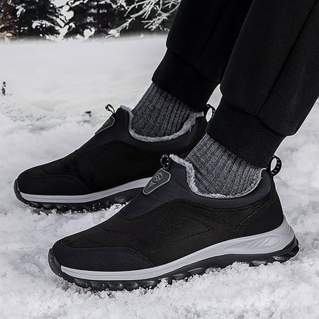 

iLUGU 2022 Men s New Winter Warm Round Toe Flat Heel Casual Non Slip Comfortable Cotton Shoes Snow Boots