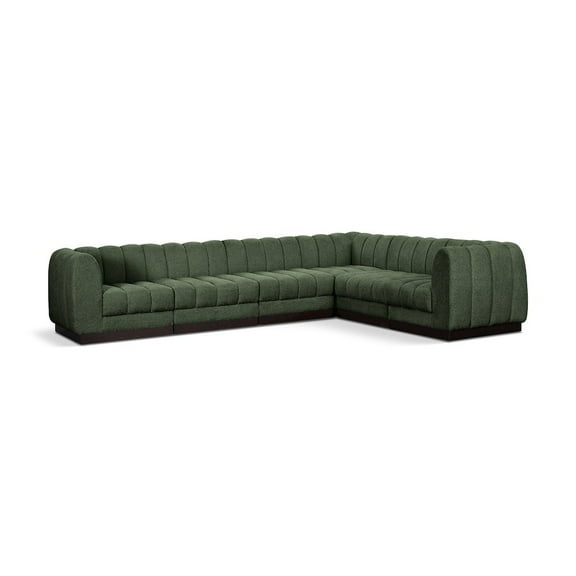 Meridian Furniture Quinn 133" 6-Piece Fabric Modular Sectional in Green