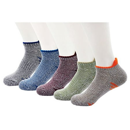 

Mens Hiking Socks Athletic Running Ankle Sock Thick Cushion Boot Cotton Socks for Cycling Trekking 5 Pairs