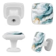 thumbnail image 2 of HemaKayy 4 Pack 1.2" Decorative Cabinet Knobs - Elegant, ABS Glass Square White Handles for Kitchen, Bedroom, Bathroom, and Home Furniture Decor - Unique Marble Texture, 2 of 6