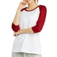 thumbnail image 2 of Sofra/Cottonbell Women Jersey Raglan 3/4 Sleeve Baseball Tee Shirts Top, 2 of 3