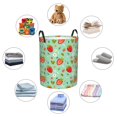 thumbnail image 6 of ZNDUO Strawberry Green Prints Art Pattern Laundry Basket, Waterproof Collapsible Laundry Hamper with Handles, Small Size, 6 of 8