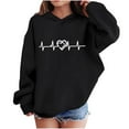 thumbnail image 3 of yoeyez Boys Girls Heart Print Hoodies Toddle Kids Valentine's Day Sweatshirts Hooded Long Sleeve Pullover Tops Casual Holiday Outfit Black,3 Years, 3 of 7
