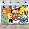 thumbnail image 5 of Fondo de fiesta de feliz cumpleaños para niños, cartel de vinilo para fiesta de cumpleaños de Pokémon, fiesta de bienvenida de bebé, Pikachu, 5 of 5