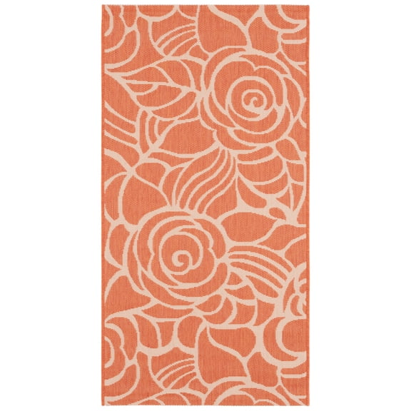SAFAVIEH Courtyard Chester Floral Indoor/Outdoor Area Rug, Rust/Sand, 2'7" x 5'