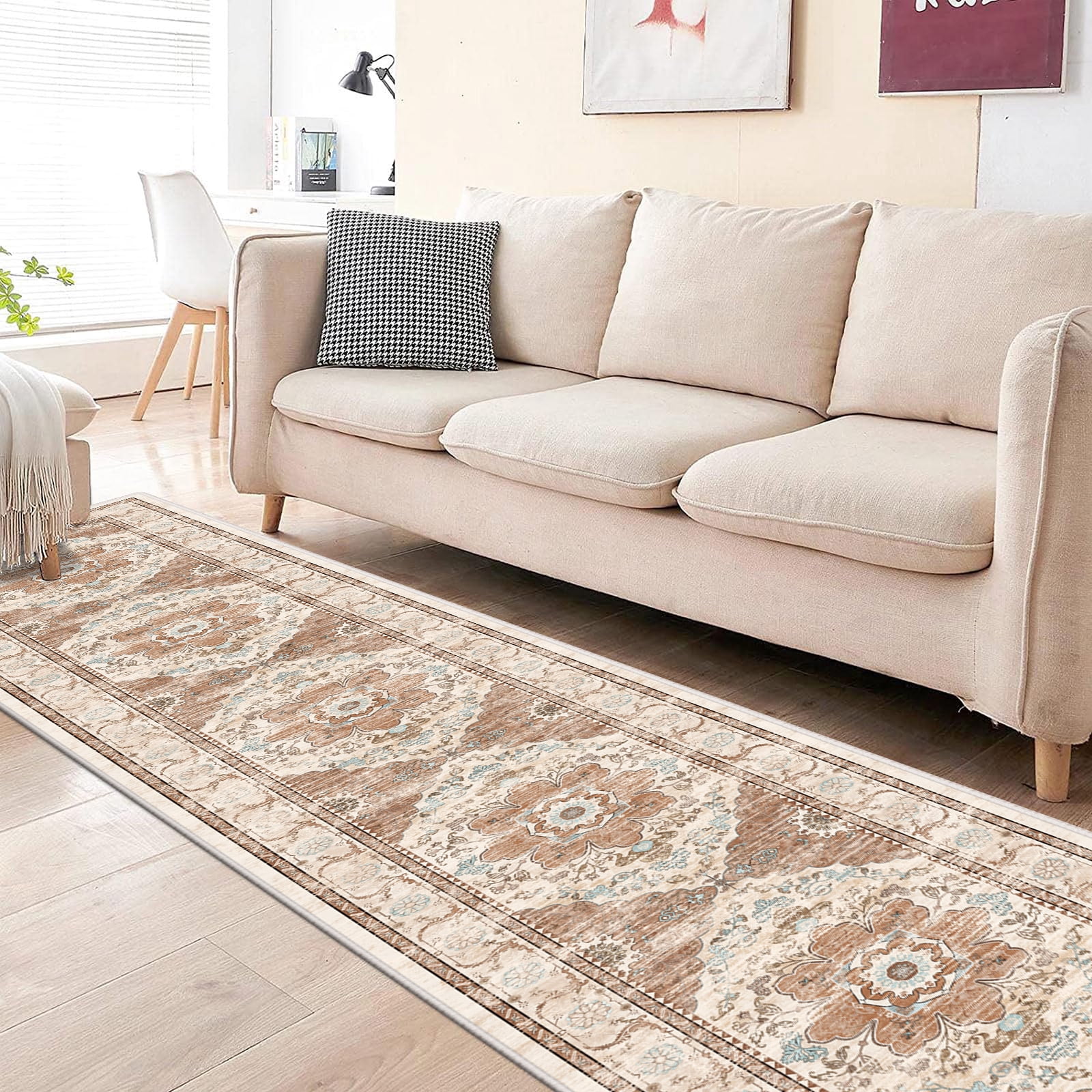 Findosom 2'x10' Runner Rugs for Hallway Machine Washable Runners Rug,Vintage Runner Rug Non Slip Kitchen Runner Rug Medallion Carpet Runner for Bedroom Laundry Entrance,Orange