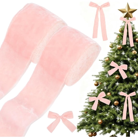 3Yards Christmas Velvet Ribbons Decorative Frayed Edge Ribbons Silk Velvet Ribbon Raw Edge Ribbon Pink