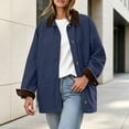 thumbnail image 6 of HBGVBA Womens Casual Button Up Jackets Corduroy-Trimmed Barn Jacket Collared Long Sleeve Loose Outerwear with Patch Pockets, 6 of 6