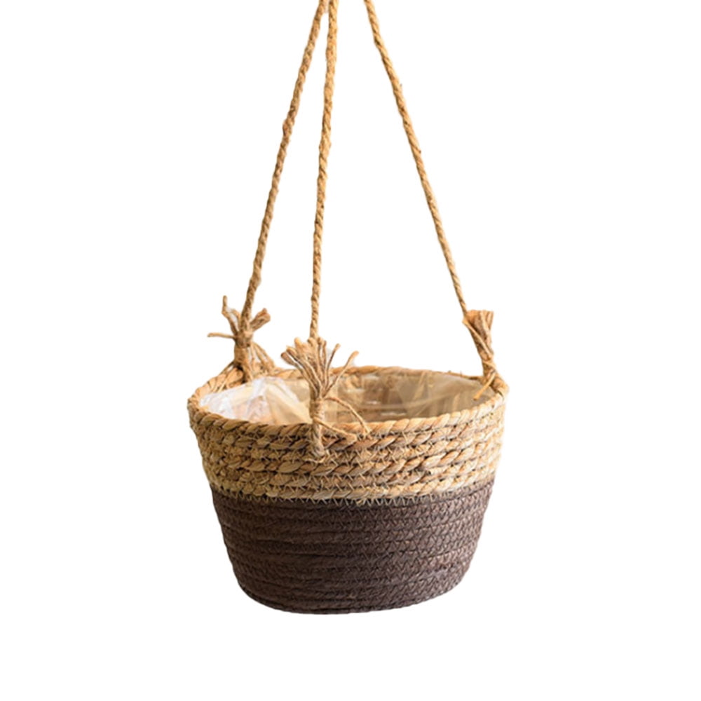 Jute Rope Hanging Planter Woven Plant Storage Basket ...
