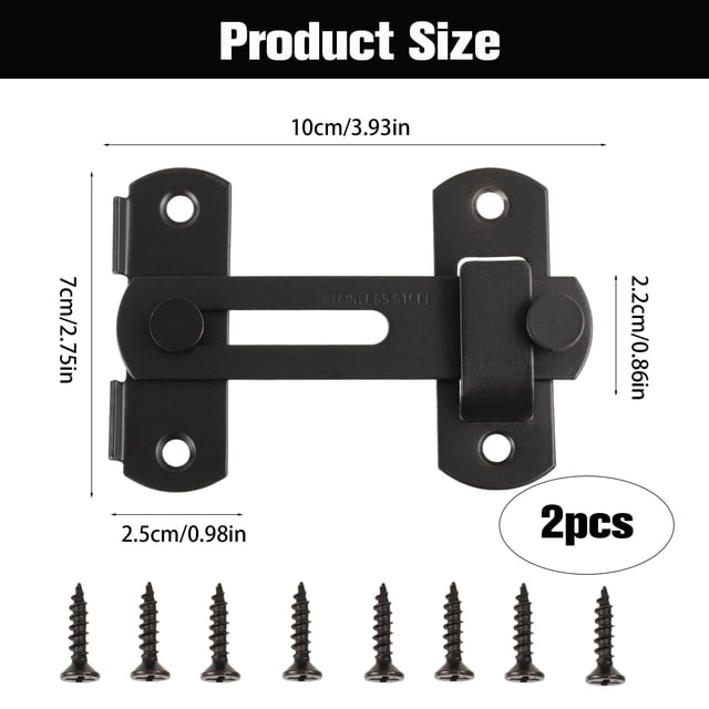 tamizeot 2piece Wide Application Flipping Latch Securely Locks Doors And Gates Easy Installation Ensures black
