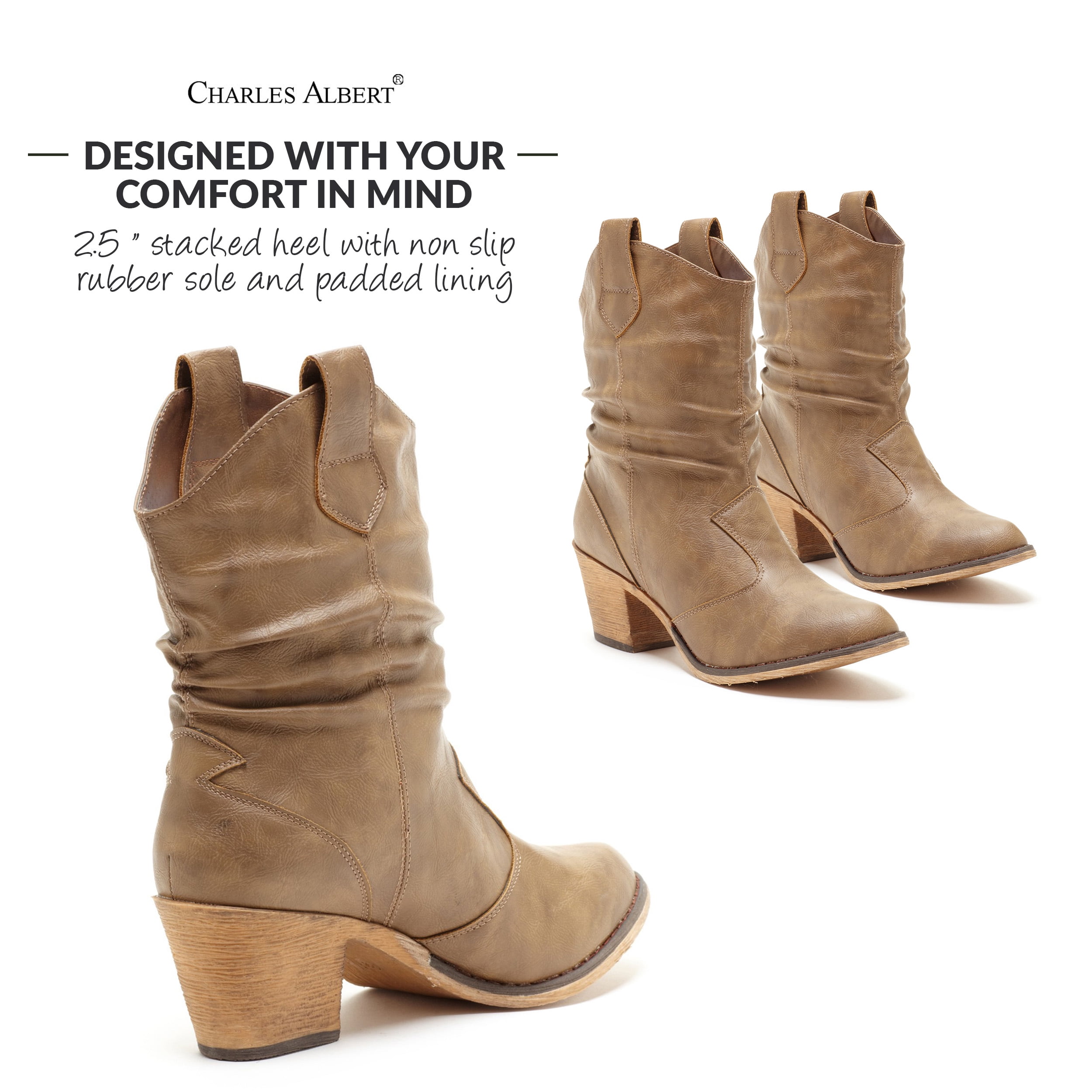Charles Albert Women/'s Embroidered Modern Western Cowboy Boot