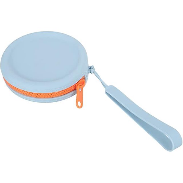 Monedero circular pequeño de silicona azul: Monedero pequeño de bolsillo para auriculares, monedero, monedero, bonito bolso impermeable para cable de datos