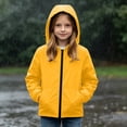 thumbnail image 2 of Big Kids Teen Hooded Zip Jacket Waterproof Windproof Long Sleeve Pocketed Outdoor Coat Fall Outerwear Ages 5-16 Yellow 15 Years, 2 of 9