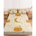 thumbnail image 2 of Full Size Fitted Sheet Set - Orange Pumpkin 3 Piece Bedding Sets 16" Deep Pocket Fitted Sheet with 2 Pillowcases, Fall Halloween Cats Moon Stars Boho Brushed Microfiber Hotel Luxury Bed Sheets, 2 of 9