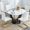White, variant on SUDICA 5-Piece Round Faux Marble Dining Table Set, 48" Gold Base Table with 4 Black PU Leather Chairs for Kitchen or Dining Room
