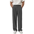 thumbnail image 2 of Men's Pants Cargo Big and Tall Solid Color Summer Button Down Pleated Wide Leg Trousers with Pockets, 2 of 8