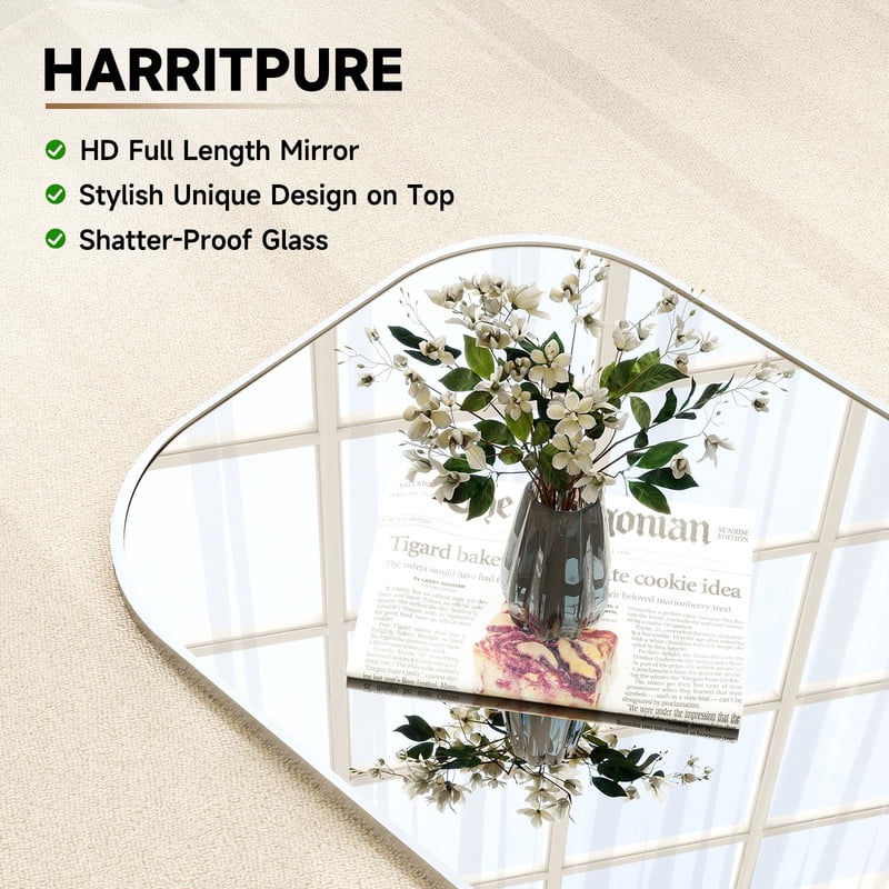 Lumora 26"x71" Full Length Mirror Top Rounded Corner Aluminum Frame Hanging or Leaning Wall Floor,Silver