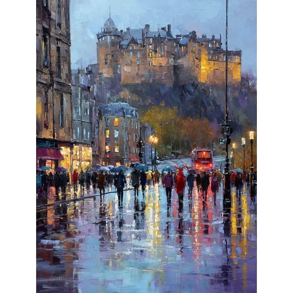 Edinburgh Castle Street Scenery Canvas Print Home Wall Decor