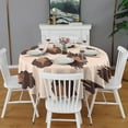 thumbnail image 2 of Beige and Brown Of Leopard Print Round Tablecloth 60"x60",Wrinkle Wipeable Table Cloth for Kitchen Dining Room Picnic Patio Party, 2 of 6
