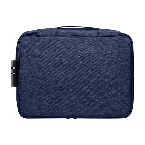 kkbbma under $5 Travel Document Organizer With Lock, Large Capacity Document Passport Organizer Bag, Waterproof Fireproof Storage Case Lockable Zipper, Multi Layer Card Holder Travel File Pouch