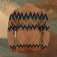 thumbnail image 5 of Men's Flag Print Stand Collar Sweatshirt with 3 Buttons, Outdoor Casual Button Front Pullover for Spring Fall,Brown,L, 5 of 6