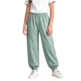 thumbnail image 2 of Kids Thin Jogger Pants, Elastic Waist Solid Color Loose Trousers, Casual Summer Sweatpants For Boys & Girls Green 13-14 Years, 2 of 9