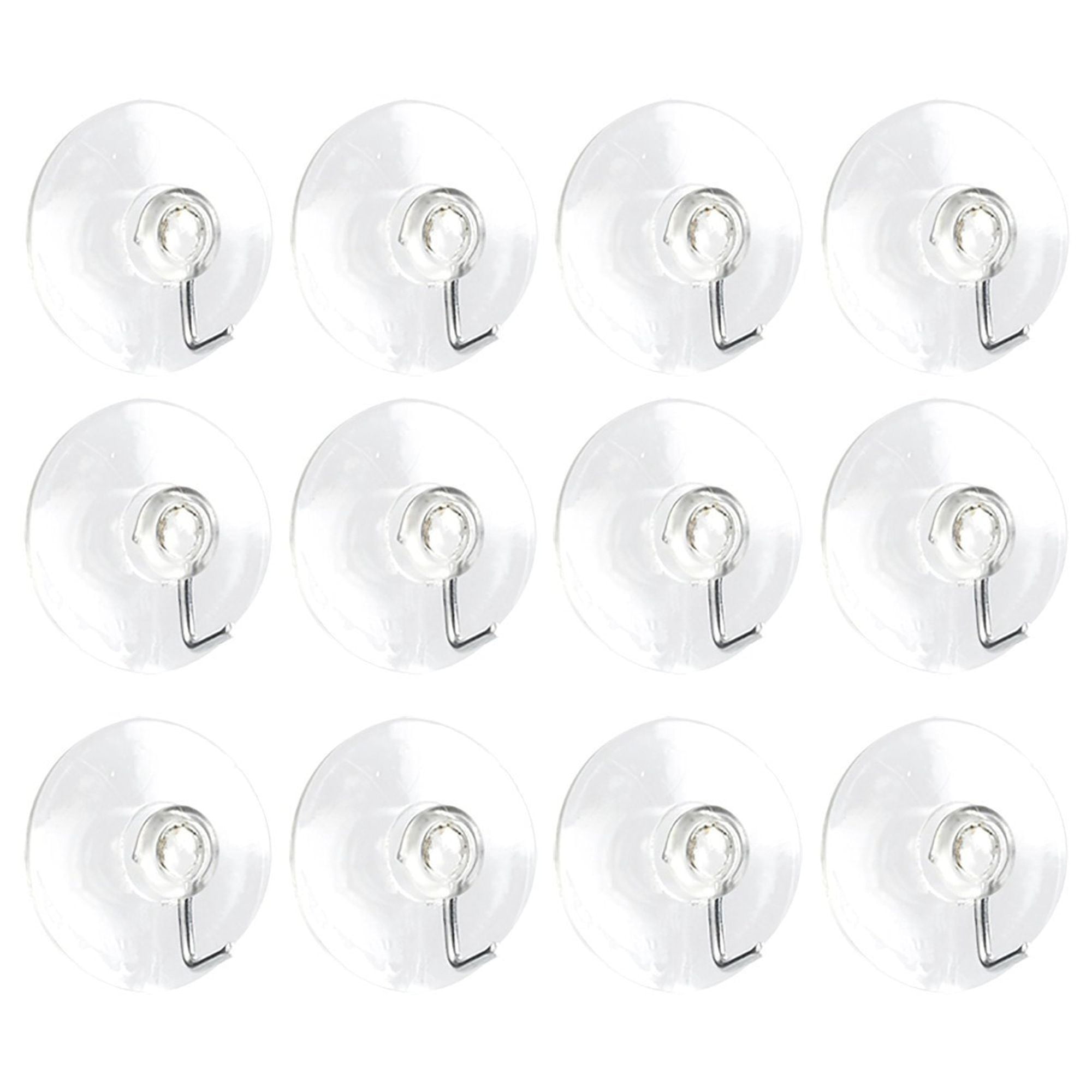 Suction Cup Hooks Set 12 Pack of Clear Heavy Duty Silicone Plastic
