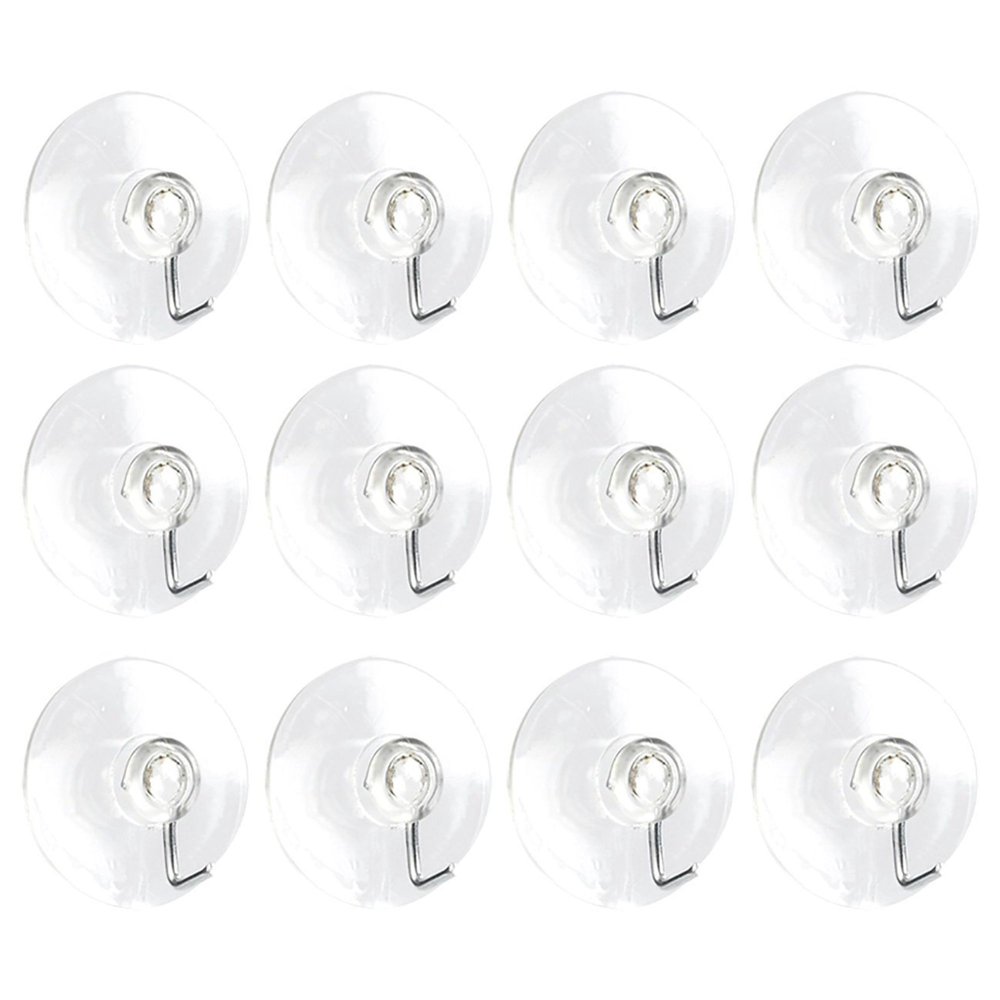 Suction Cup Hooks Set 12 Pack of Clear Heavy Duty Silicone Plastic