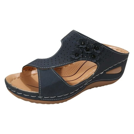 

Women S Sandals Fashion Summer Slippers Thick Bottom Wedge Heel Open Toe Breathable Lightweight On Comfortable Flowers Serpentine Print