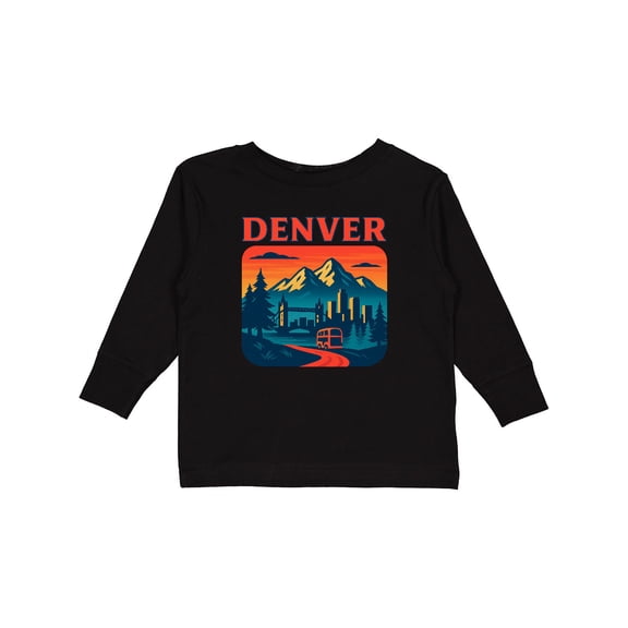 Inktastic Denver Cityscape with Mountain Sunset Boys or Girls Long Sleeve Toddler T-Shirt