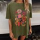 thumbnail image 5 of Faldas Cortas para Mujeres, Impresión de Flores Casual Oversized Camiseta de Manga Corta Top Hecho de 95% Poliéster 5% Spandex para Primavera Verano, Falda Corta de Verano, 5 of 7
