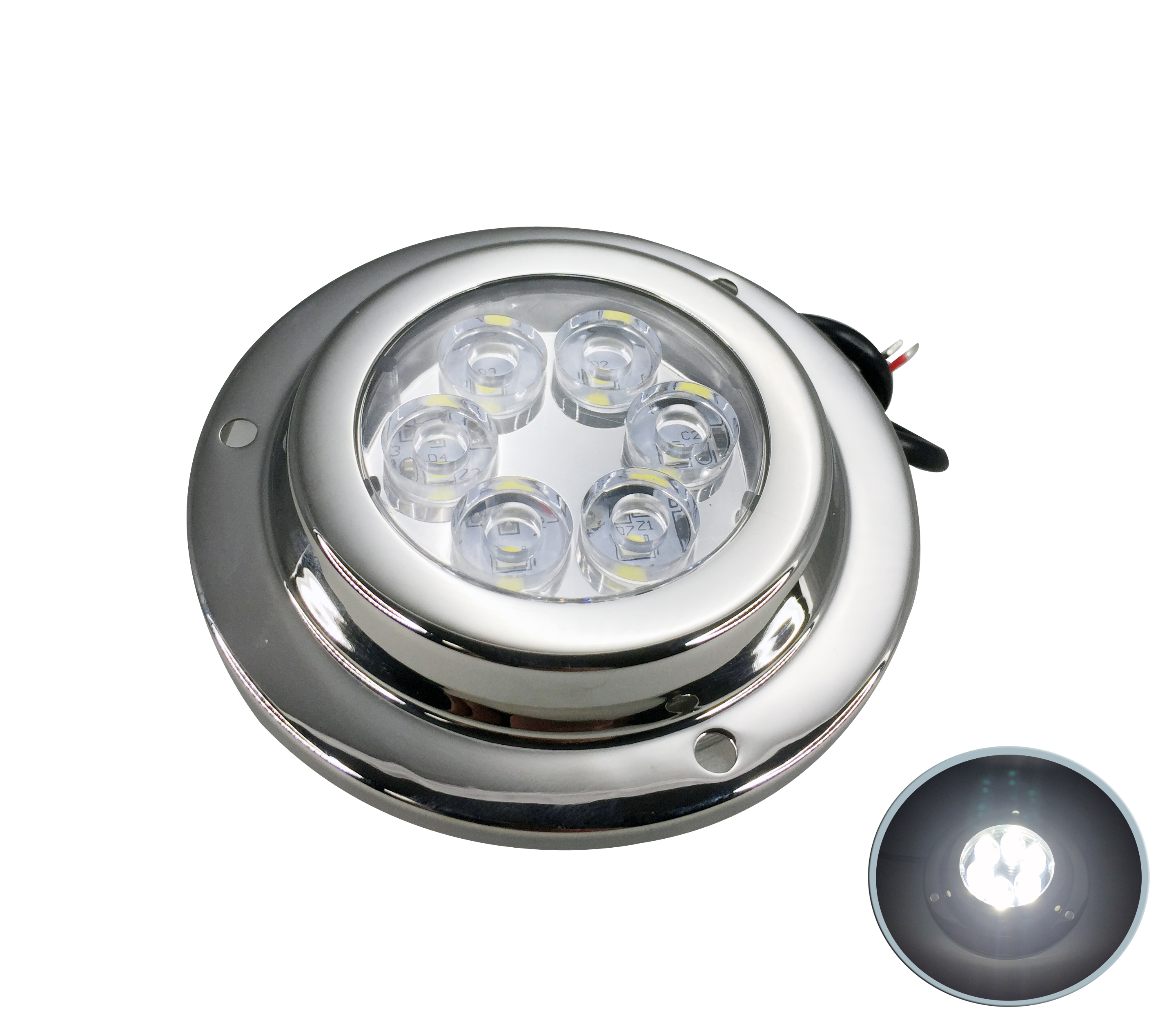 Pactrade Marine Boat SS316 LED White 6 x 2 W Underwater Light 10-30V IP 68 - image 1 of 5