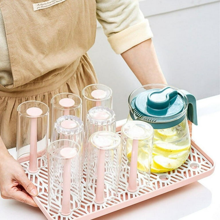 Praeter Clearance! Water Cups Shelf Dust-proof Cup Drying Rack Draining Glass Cup Holder Stand Easy to Clean for Bottle, Size: Small