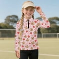 thumbnail image 2 of Psesaysky Girls' 1/4 Zipper Sweatshirts Kawaii Capybara Strawberry Print Casual Breathable Long Sleeve Pullover Tops Cute Half Zipper Hoodie Sweater Athletic Shirts 8-9 Years, 2 of 6